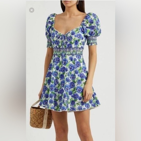 Alice + Olivia Blue and Green Floral Mini Dress - Picture 1 of 4